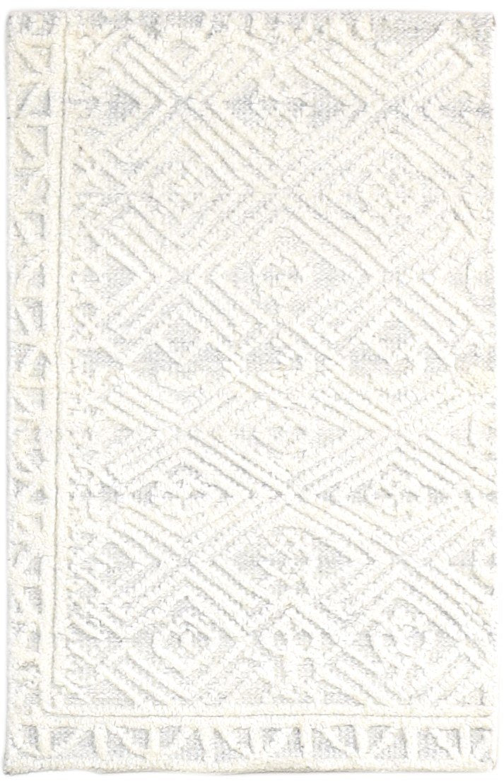 2' X 3' Rug Wool Cream Modern Hand Knotted Scandinavian Nordic Small Carpet 