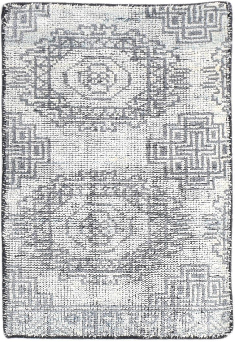 Wool Grey Rug 2' X 3' Modern Hand Knotted Scandinavian Nordic Small Carpet 