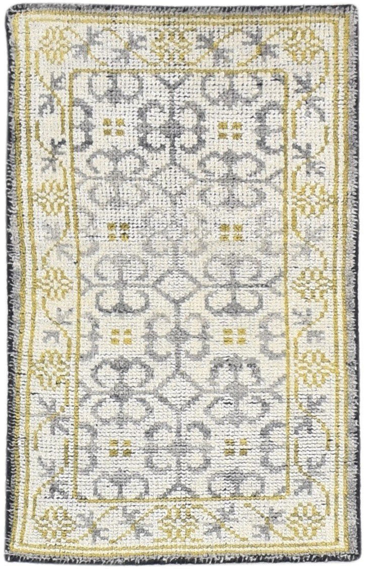 2' X 3' Rug Wool Grey Modern Hand Knotted Scandinavian Nordic Small Carpet 