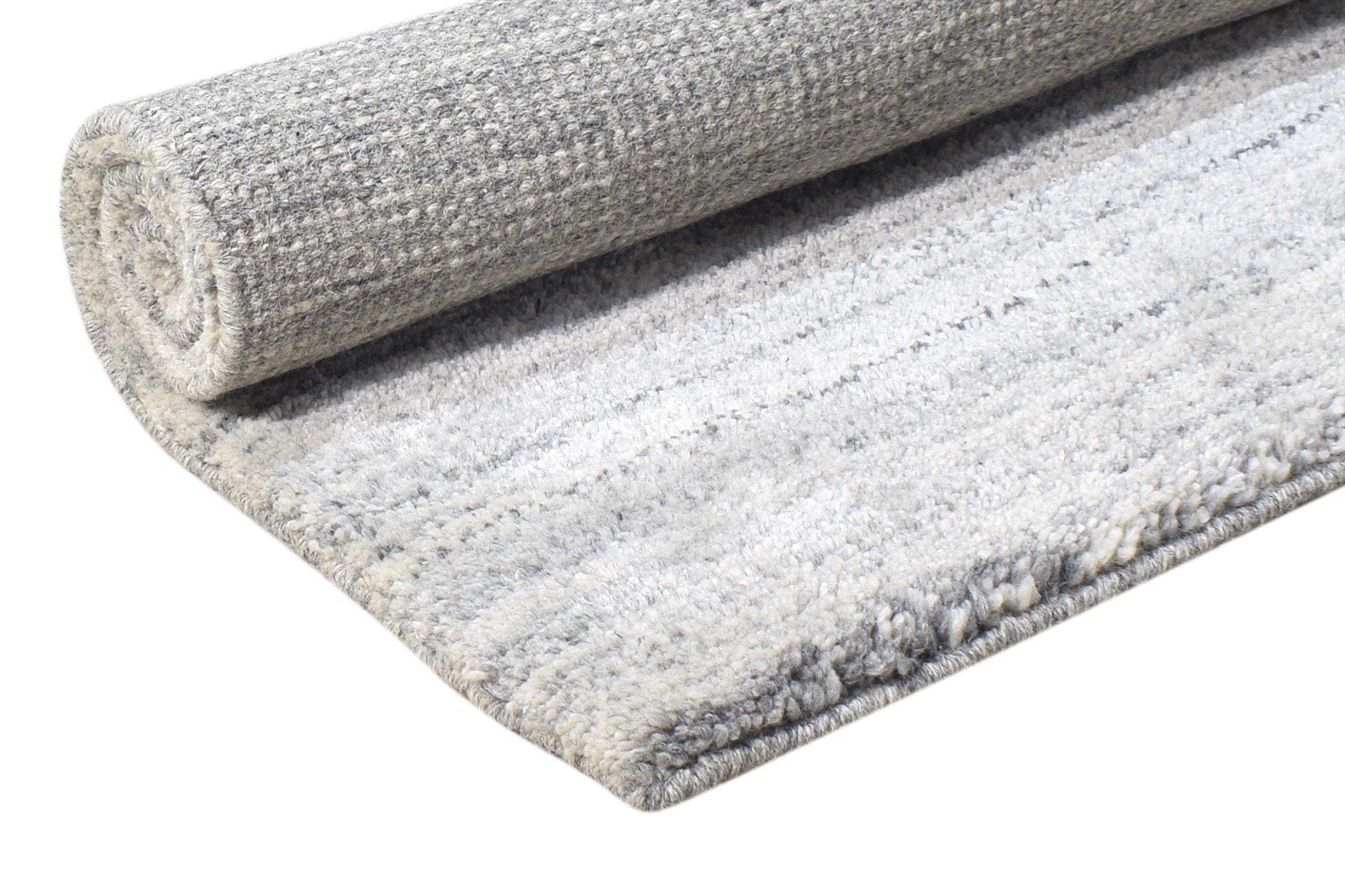 Hand Knotted Grey Wool Rug 2' X 3' Shag Scandinavian Solid Small Carpet 