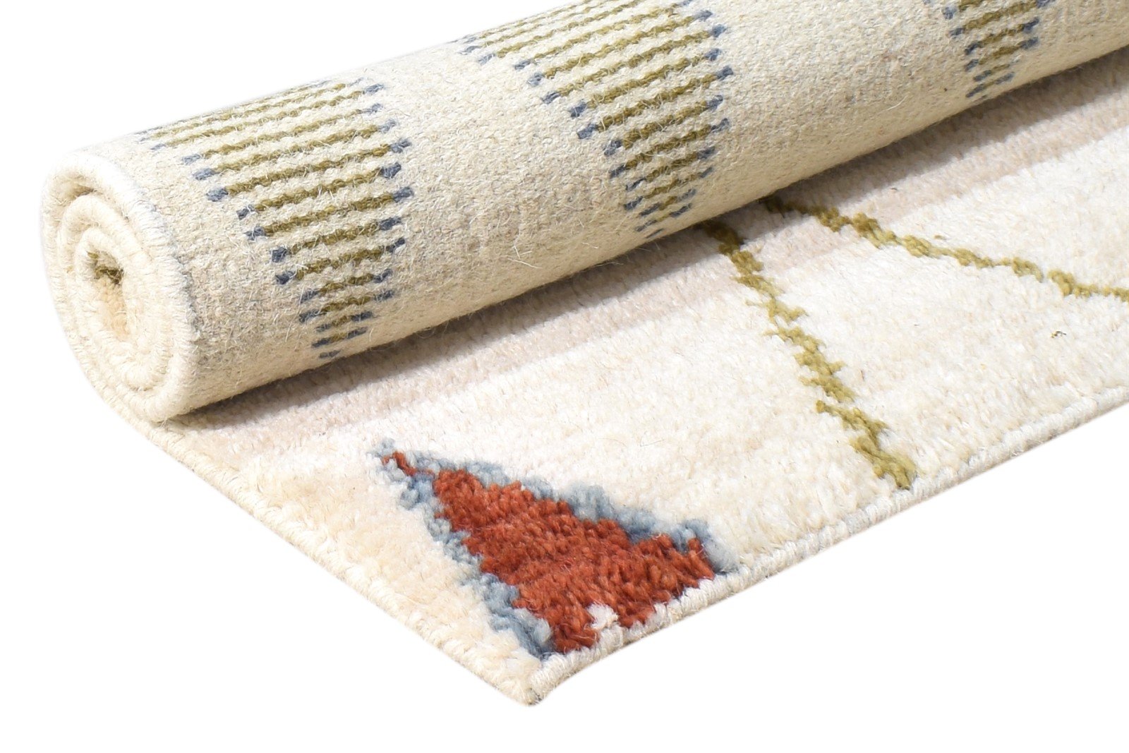 Beige Wool Rug 2' X 3' Modern Hand Knotted Moroccan Abstract Small Carpet 