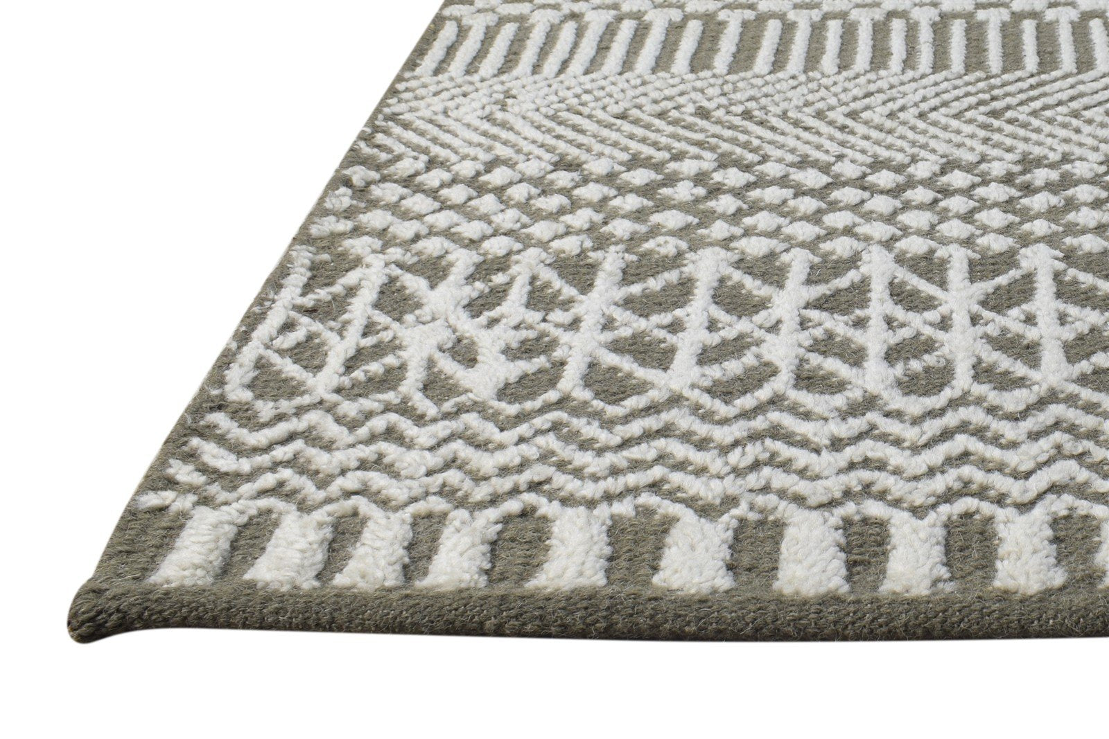 Hand Knotted Grey Wool Rug 2' X 3' Modern Scandinavian Nordic Small Carpet 