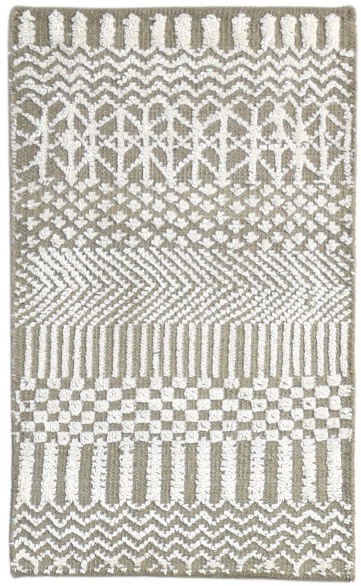 Hand Knotted Grey Wool Rug 2' X 3' Modern Scandinavian Nordic Small Carpet 