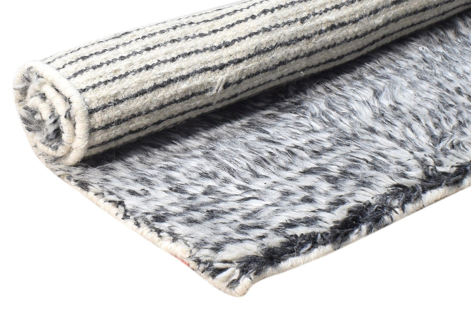 Grey Wool Rug 2' X 3' Shag Hand Knotted Scandinavian Solid Small Carpet 