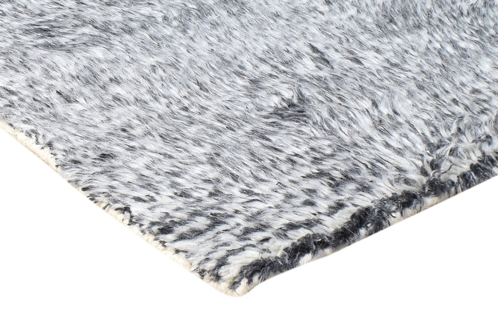 Grey Wool Rug 2' X 3' Shag Hand Knotted Scandinavian Solid Small Carpet 