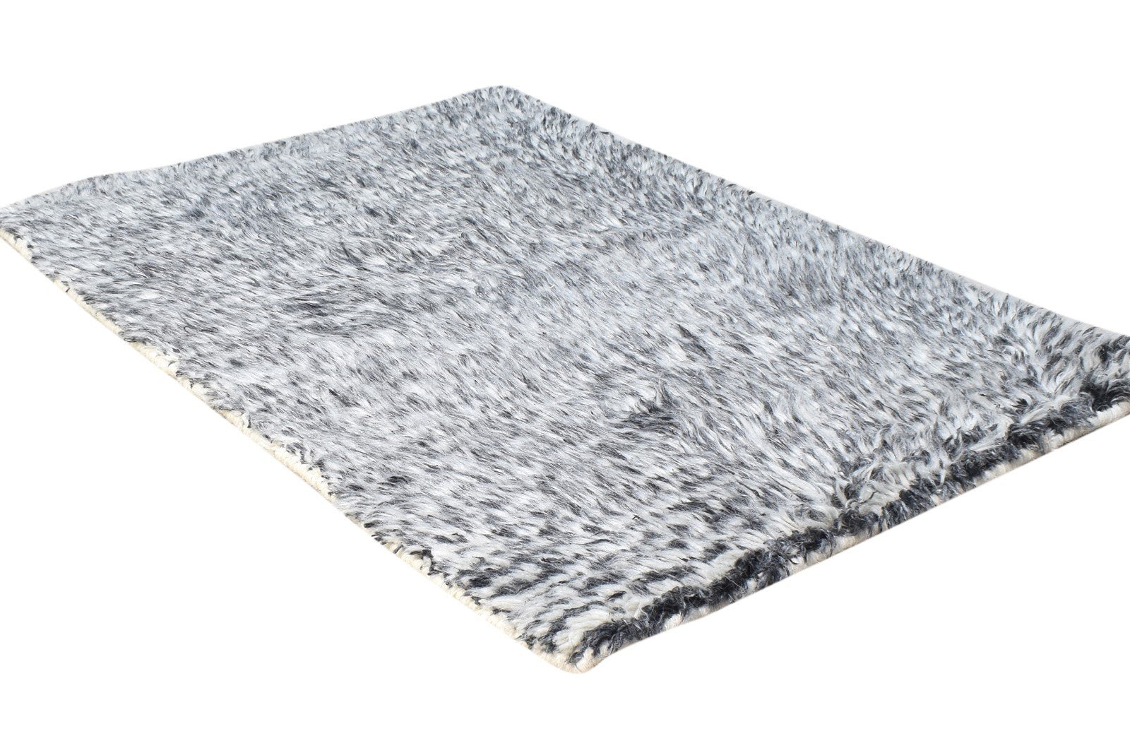 Grey Wool Rug 2' X 3' Shag Hand Knotted Scandinavian Solid Small Carpet 