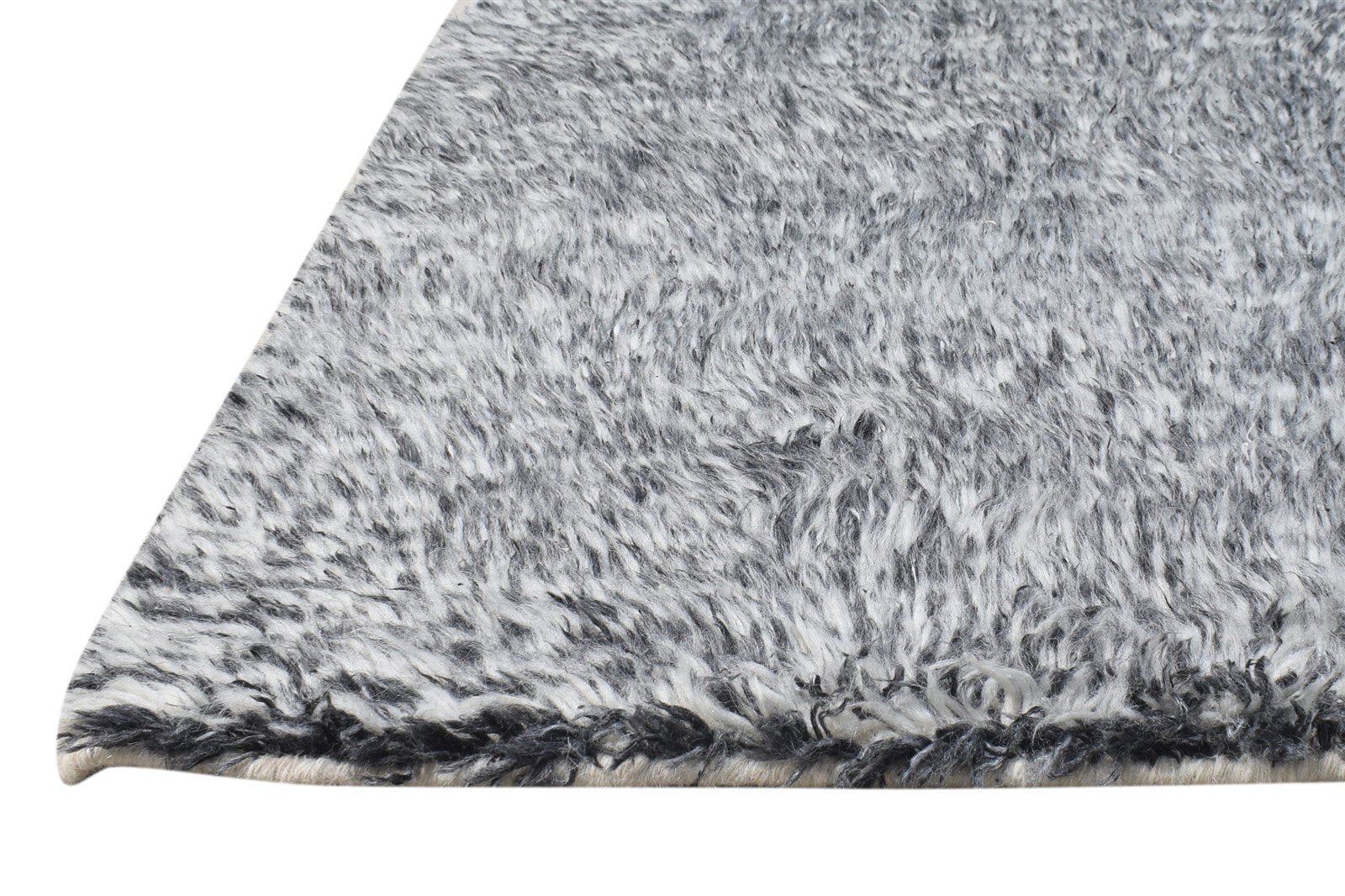 Grey Wool Rug 2' X 3' Shag Hand Knotted Scandinavian Solid Small Carpet 