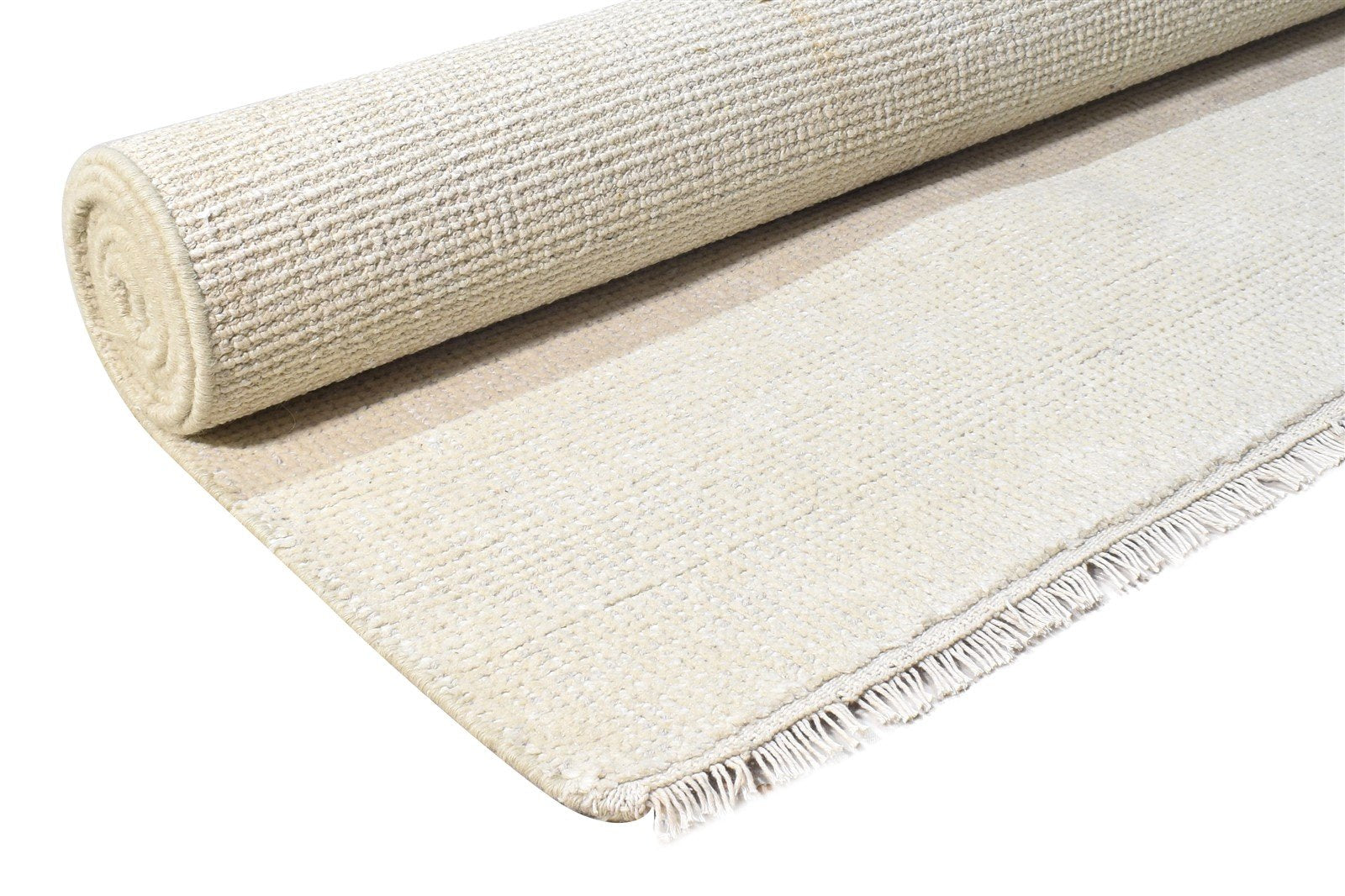 6X9 Rug Wool Off-White Modern Hand Knotted Scandinavian Solid Room Size Carpet 