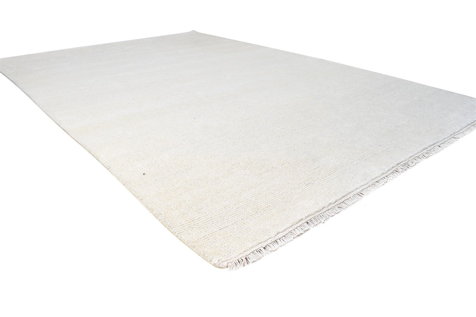 6X9 Rug Wool Off-White Modern Hand Knotted Scandinavian Solid Room Size Carpet 