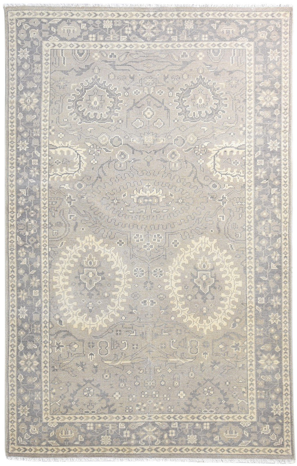 Grey Wool Rug 5' X 8' Persian Hand Knotted Nain Oriental Room Size Carpet 