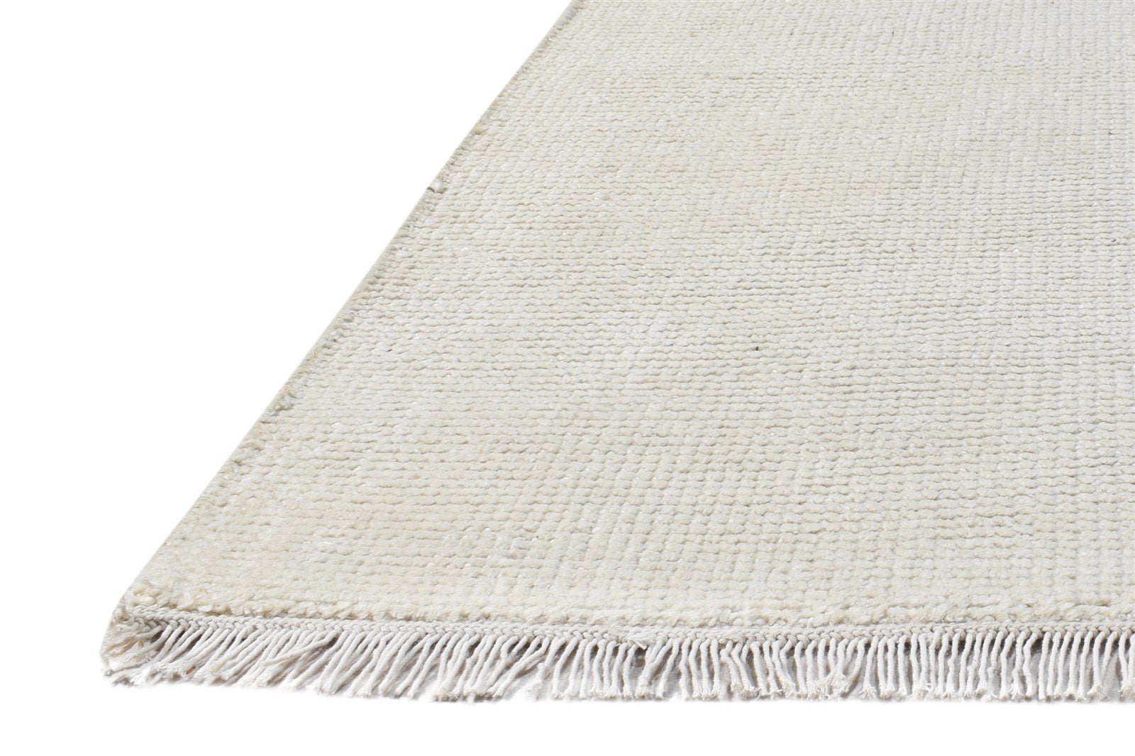 2' X 3' Rug Wool Off-White Modern Hand Knotted Scandinavian Solid Small Carpet 