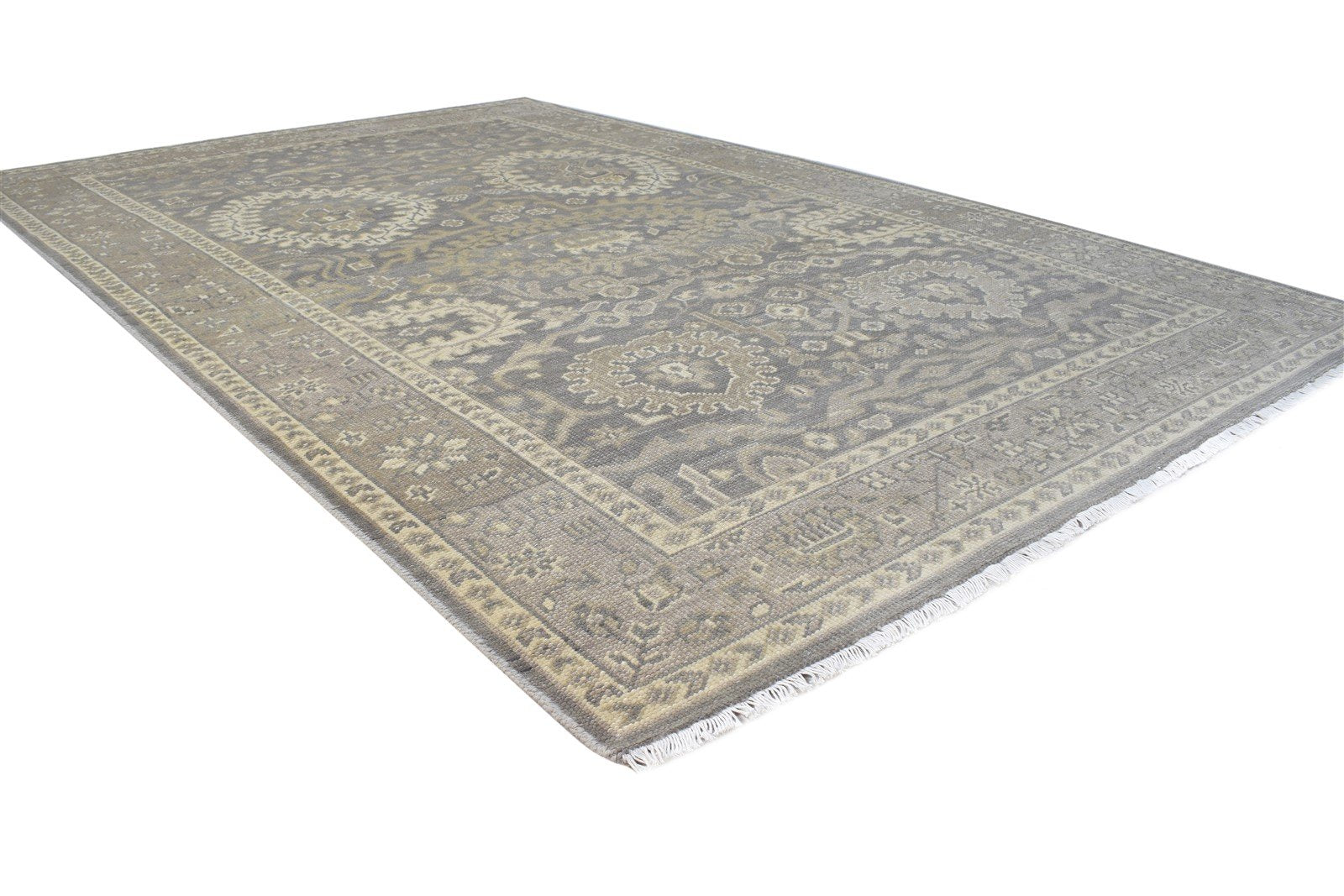 Grey Wool Rug 6' X 8' Persian Hand Knotted Nain Oriental Room Size Carpet 