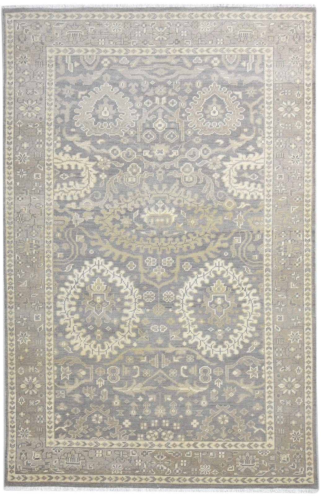 Grey Wool Rug 6' X 8' Persian Hand Knotted Nain Oriental Room Size Carpet  Area Rug 
