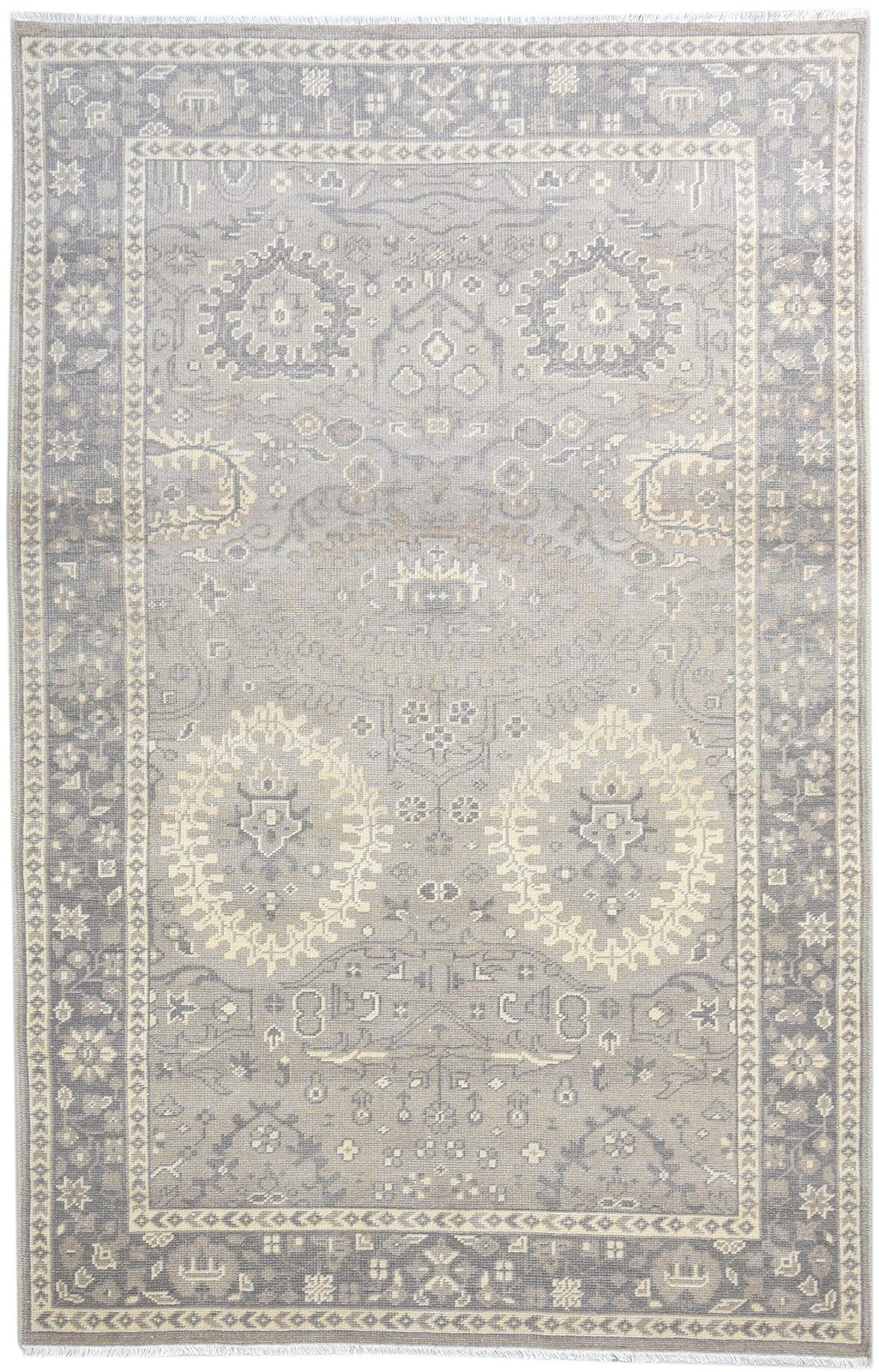 5' X 8' Rug Wool Grey Persian Hand Knotted Nain Oriental Room Size Carpet 