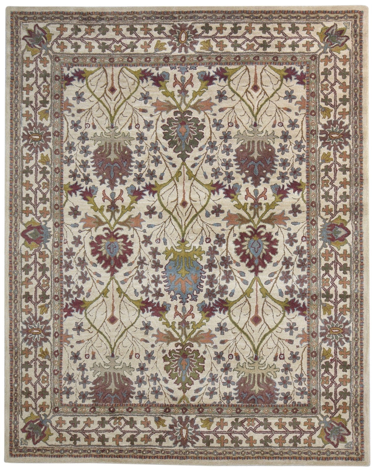 Beige Wool Rug 8' X 10' Persian Hand Tufted Oushak Oriental Large Carpet 