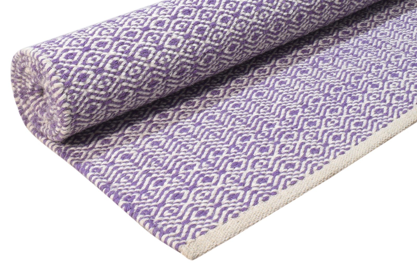 Wool Purple Rug 5' X 8' Modern Dhurrie Scandinavian Nordic Room Size Carpet 