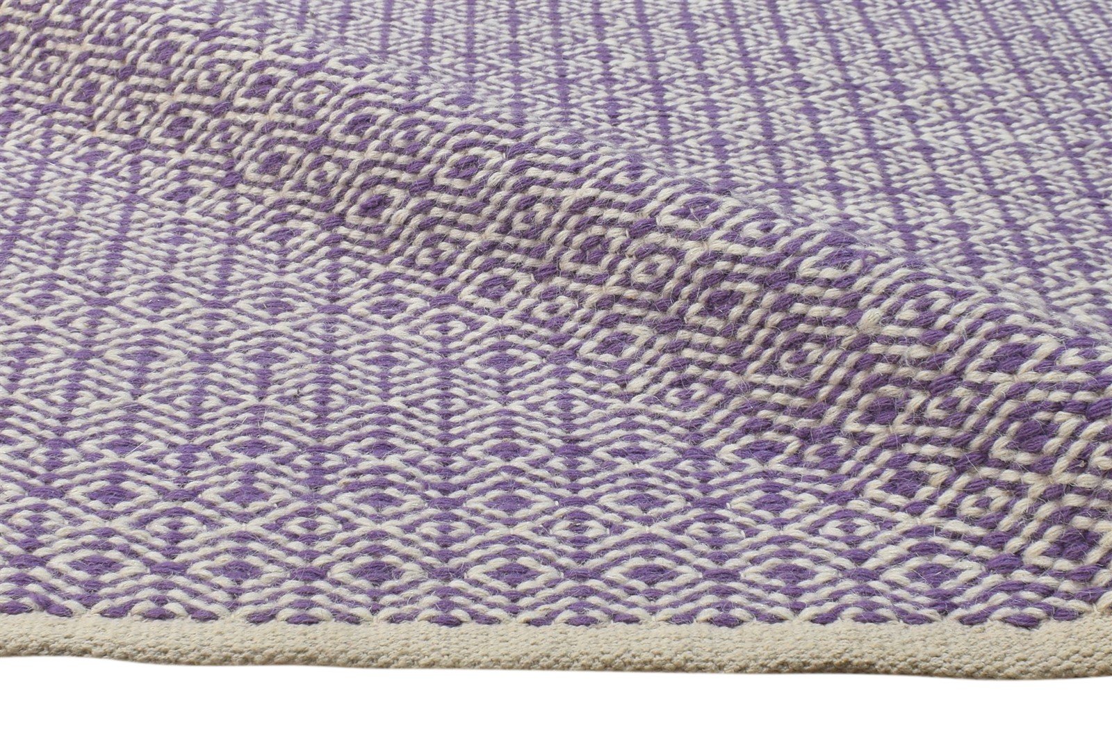 Wool Purple Rug 5' X 8' Modern Dhurrie Scandinavian Nordic Room Size Carpet 