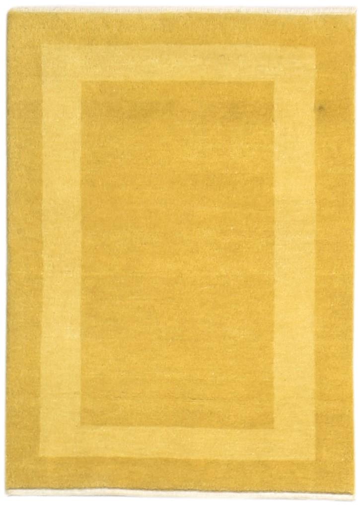 Hand Knotted Gold Wool Rug 2' X 3' Tribal Gabbeh Modern Small Carpet 