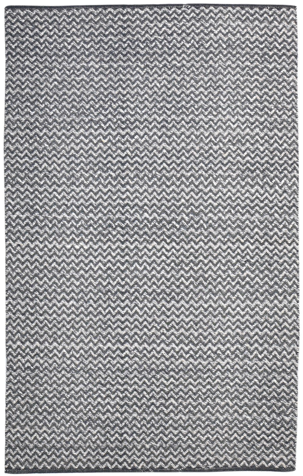 5' X 8' Rug Wool Black Modern Dhurrie Scandinavian Chevron Room Size Carpet 