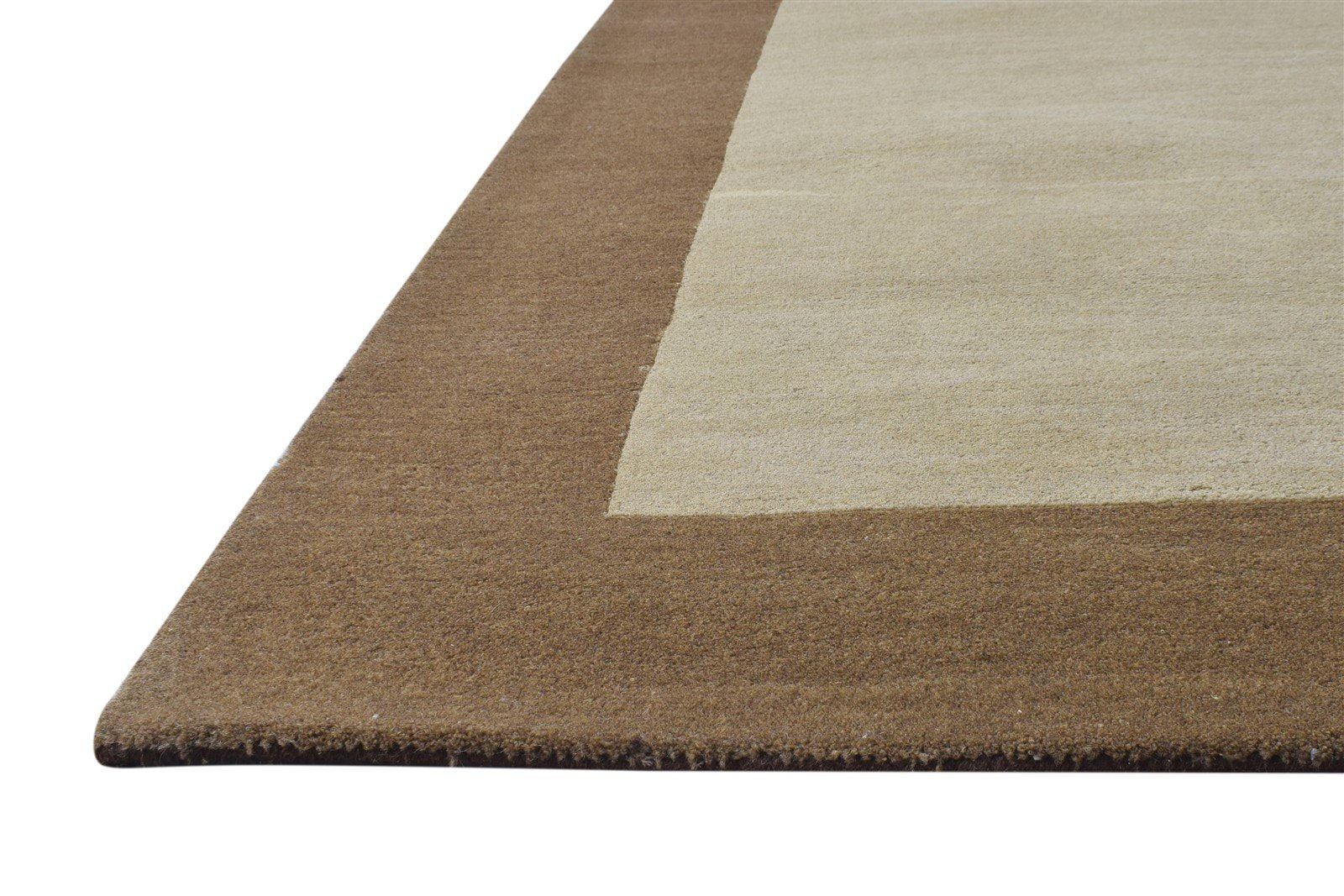 Hand Tufted Beige Wool Rug 5' X 8' Modern Scandinavian Bordered Room Size Carpet 