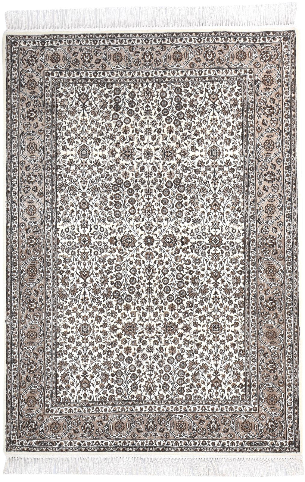 Wool Cream Rug 5' X 8' Persien Hand Knotted Kashan Oriental Room Size Carpet 