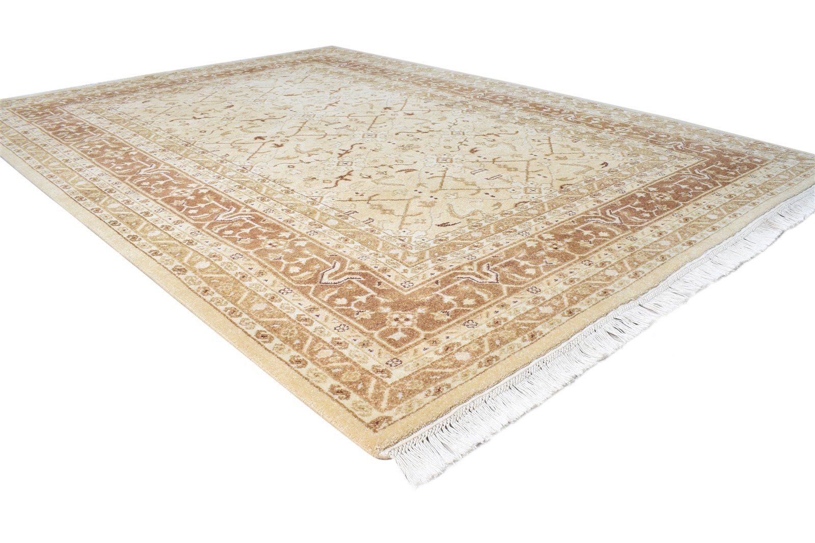 Beige Wool Rug 6' X 8' Persian Hand Knotted Agra Oriental Room Size Carpet 