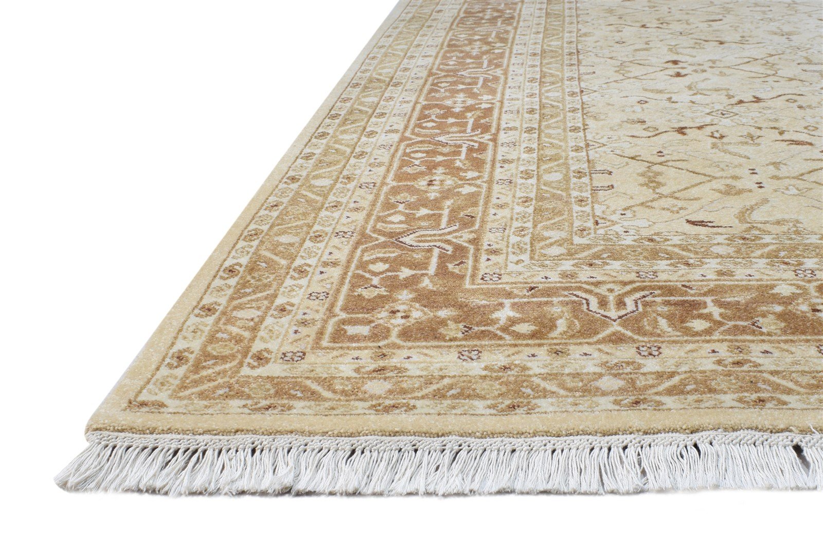 Beige Wool Rug 6' X 8' Persian Hand Knotted Agra Oriental Room Size Carpet 