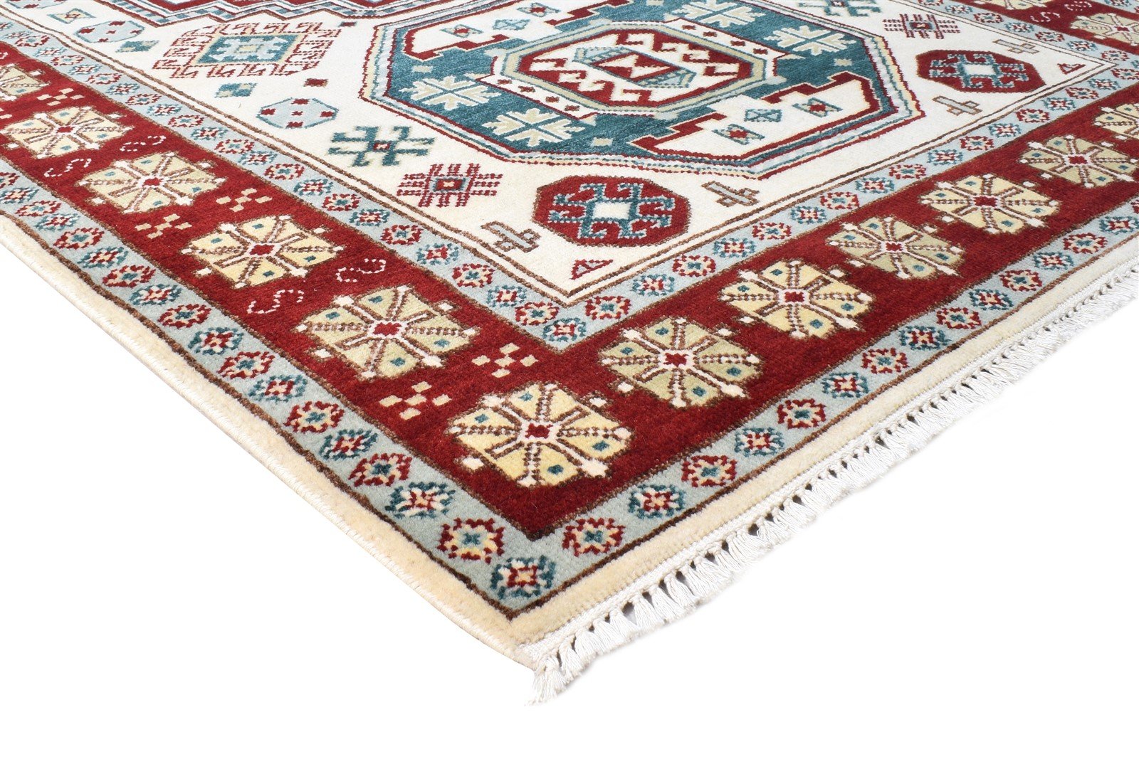 Wool Cream Rug 5' X 8' Persien Hand Knotted Kazak Oriental Room Size Carpet 