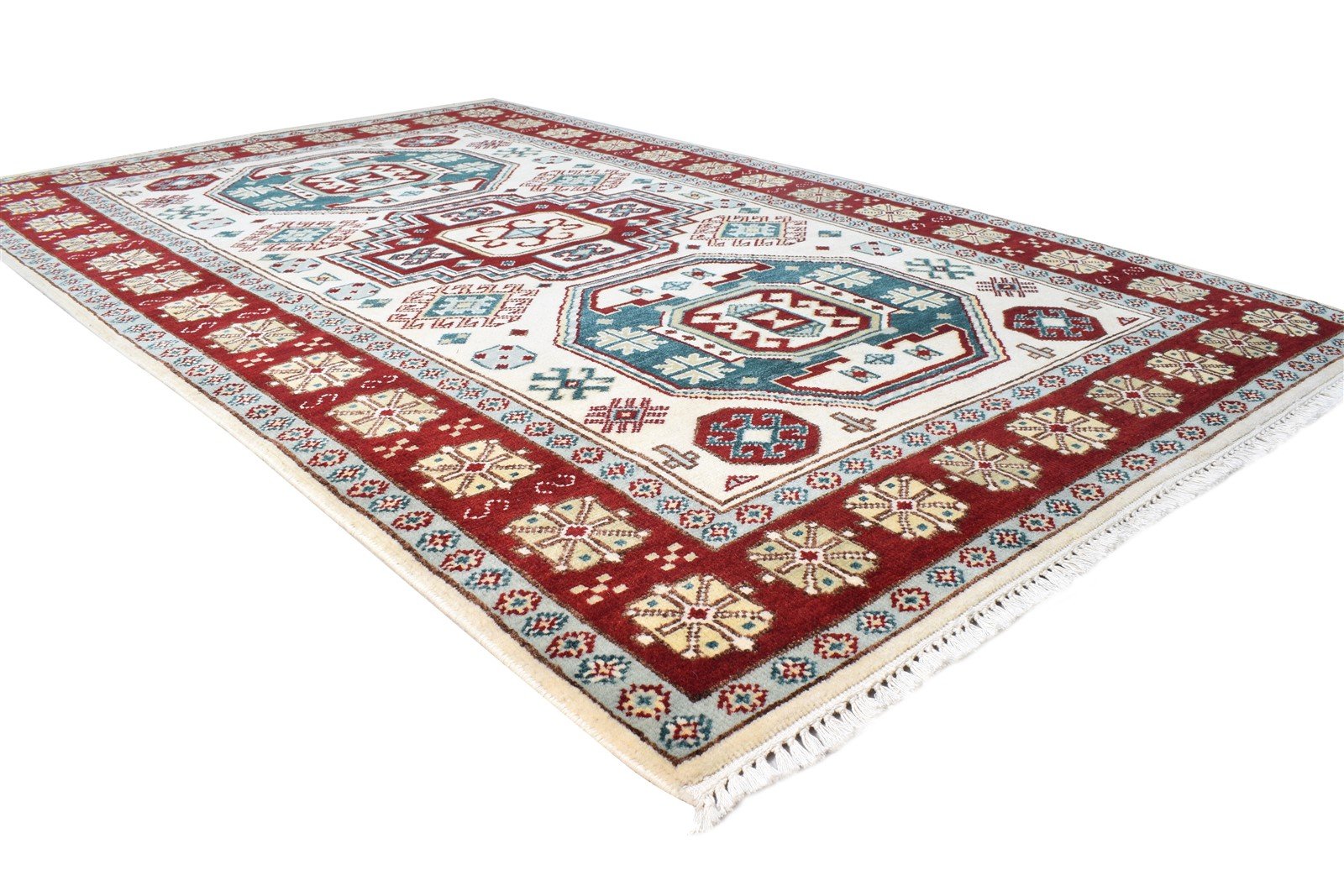 Wool Cream Rug 5' X 8' Persien Hand Knotted Kazak Oriental Room Size Carpet 