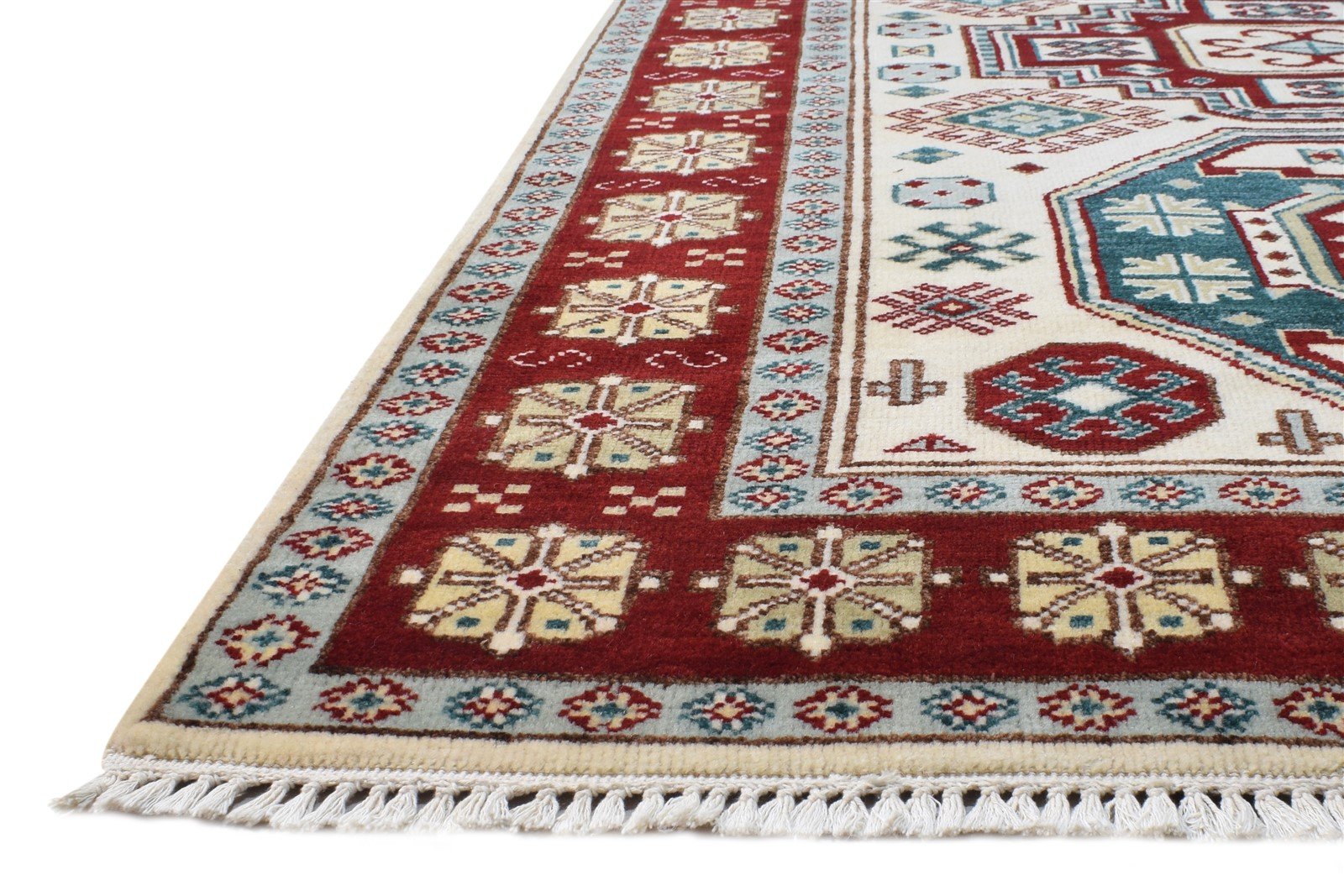 Wool Cream Rug 5' X 8' Persien Hand Knotted Kazak Oriental Room Size Carpet 