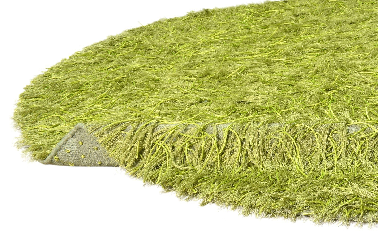 Hand Knotted Green Polyester Rug 5' X 6' Shag Indian Modern Room Size Carpet 