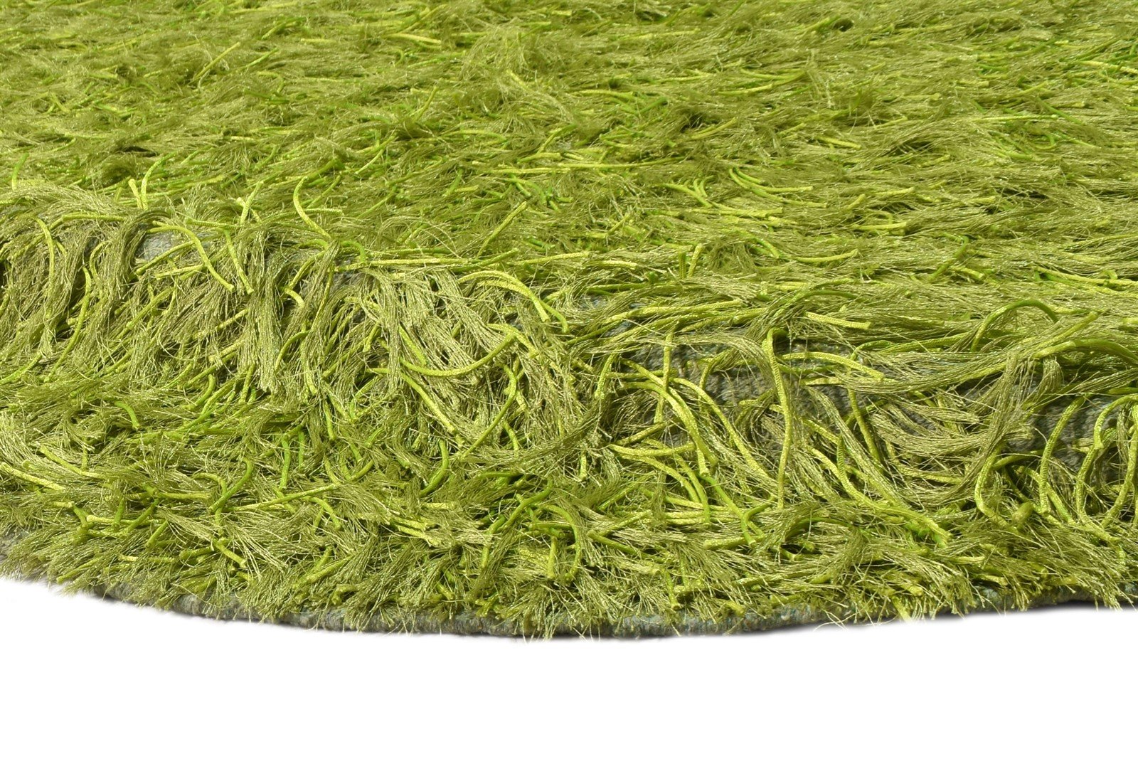 Hand Knotted Green Polyester Rug 5' X 6' Shag Indian Modern Room Size Carpet 