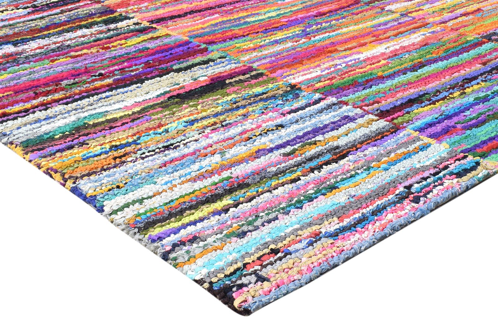 Hand Tufted Colorful Cotton Polyester Rug 5X8 Modern Bohemian Striped Room Size 