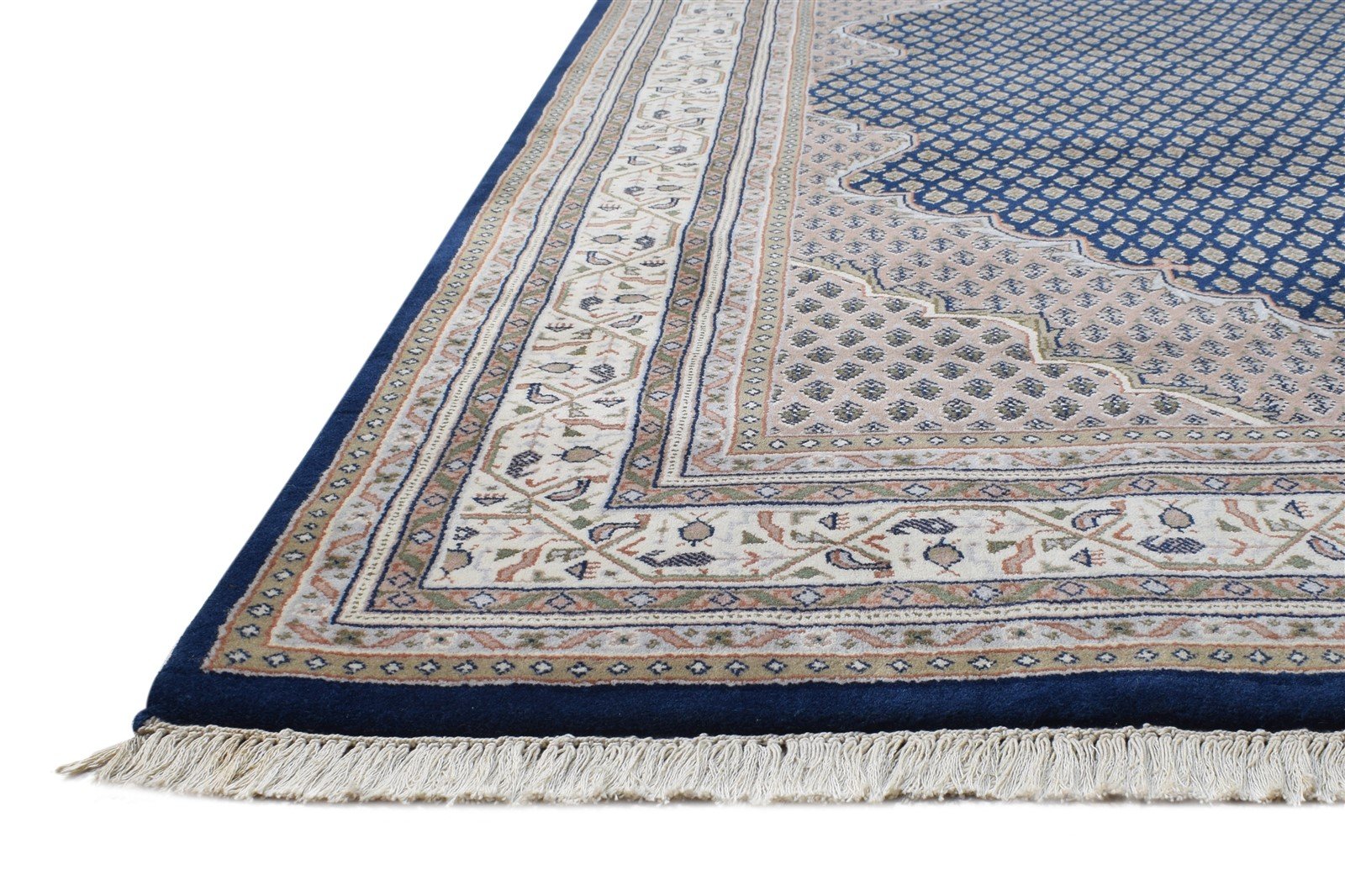 Wool Navy Blue Rug 6' X 8' Persien Hand Knotted Qum Oriental Room Size Carpet 