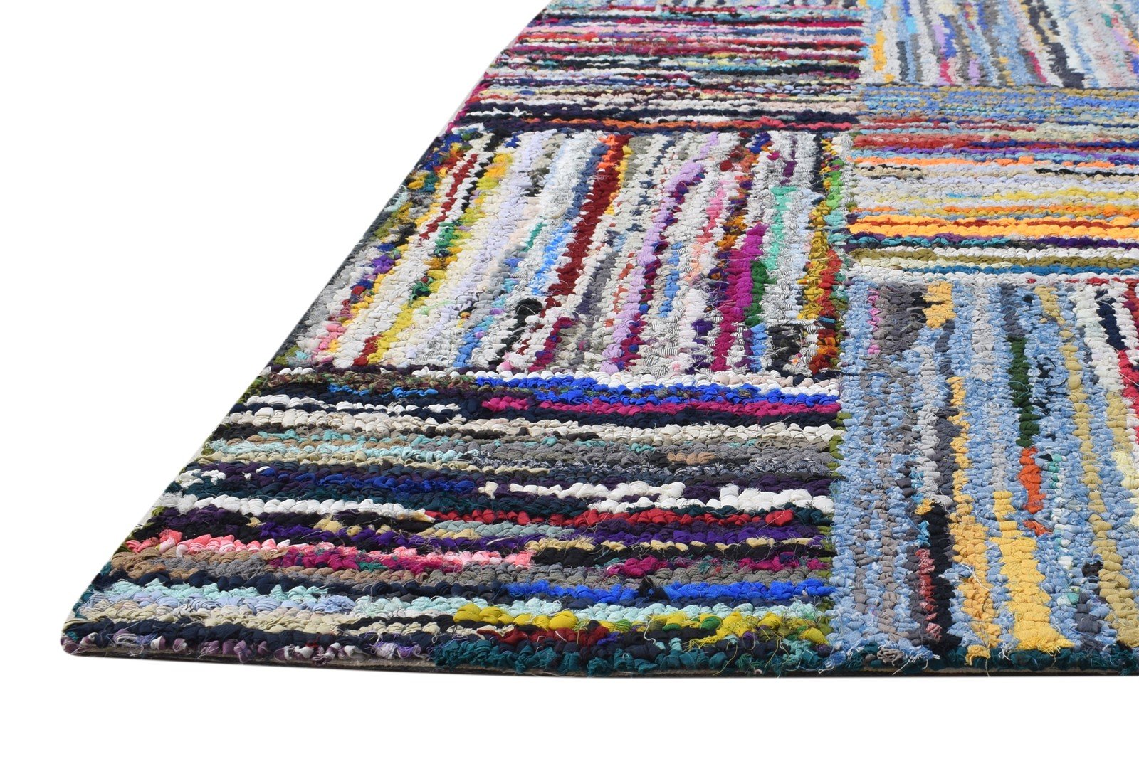 Hand Tufted Colorful Cotton Polyester Rug 2'6"x8 Modern Bohemian Geometric Small 