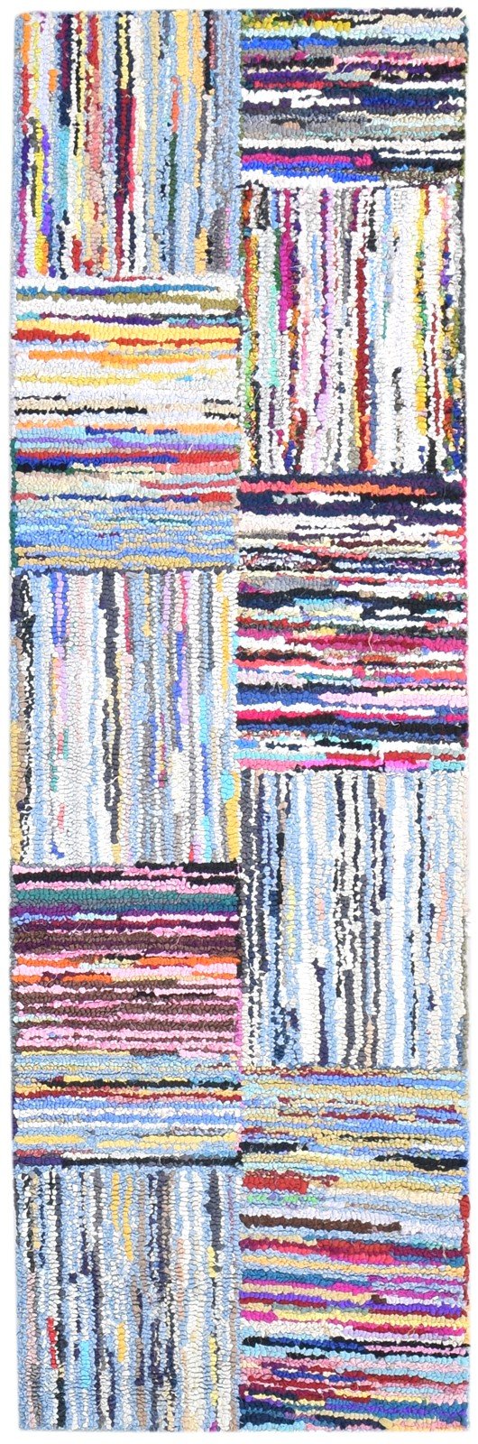 Hand Tufted Colorful Cotton Polyester Rug 2'6"x8 Modern Bohemian Geometric Small 