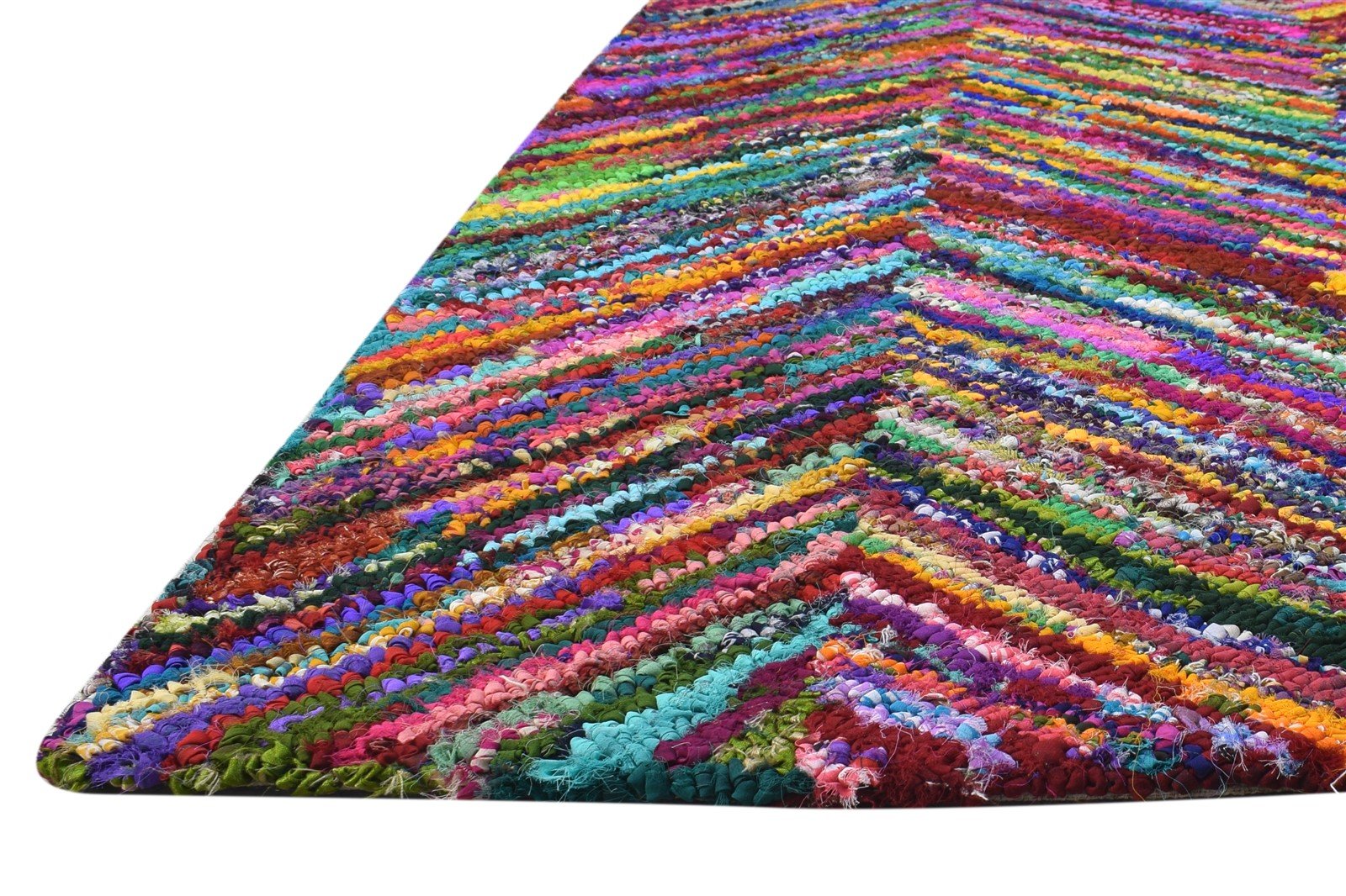 Cotton Polyester Colorful Rug 4X6 Modern Hand Tufted Bohemian Chevron Room Size 