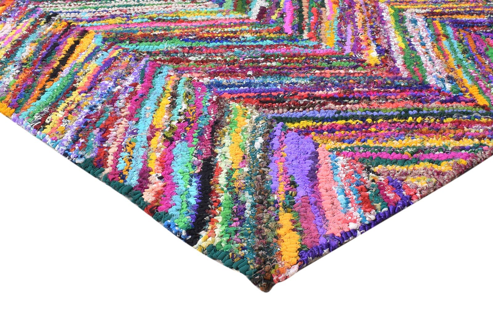 Colorful Cotton Polyester Rug 4X6 Modern Hand Tufted Bohemian Chevron Room Size 