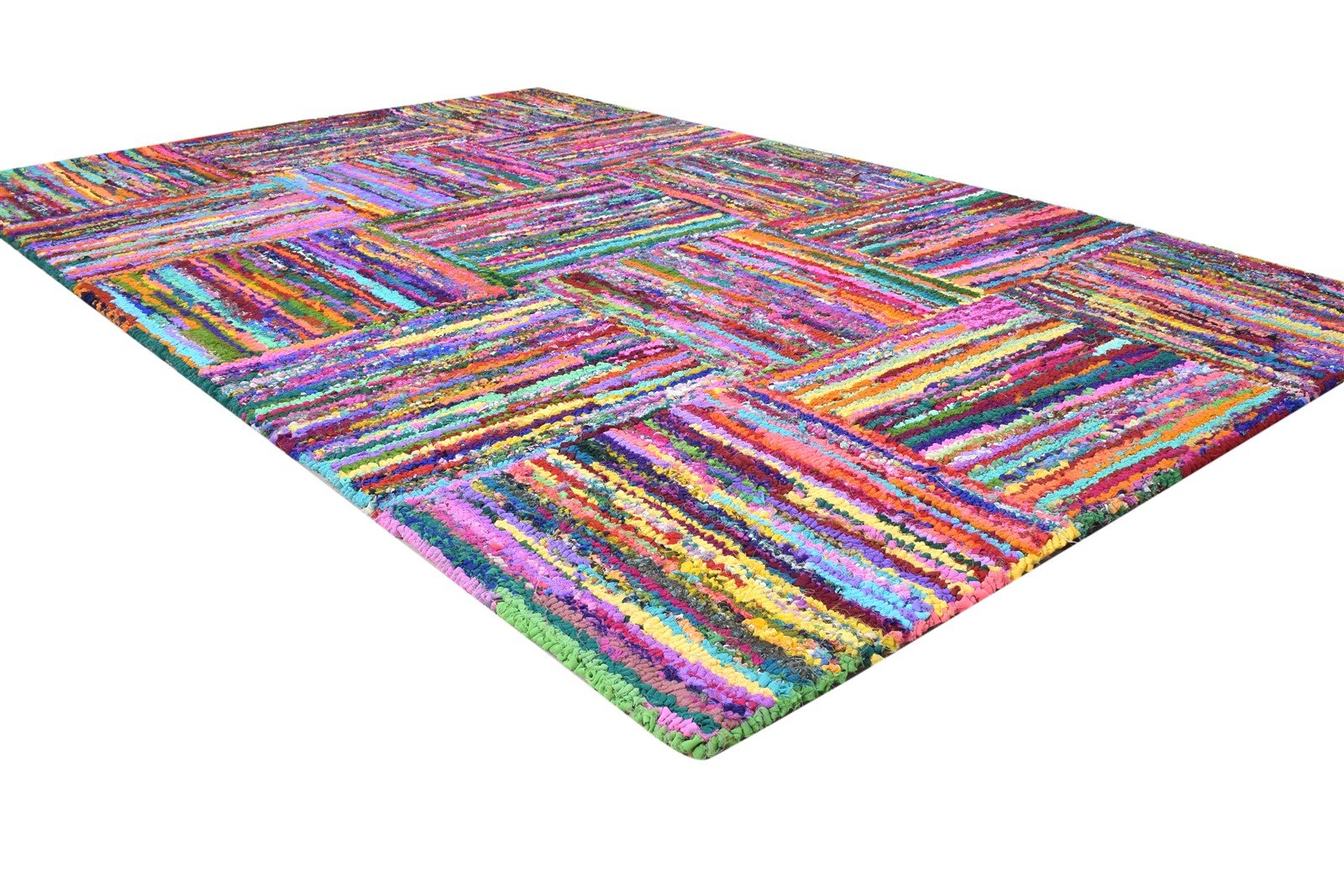 Hand Tufted Colorful Cotton Polyester Rug 5X8 Modern Bohemian Geometric Room Size 