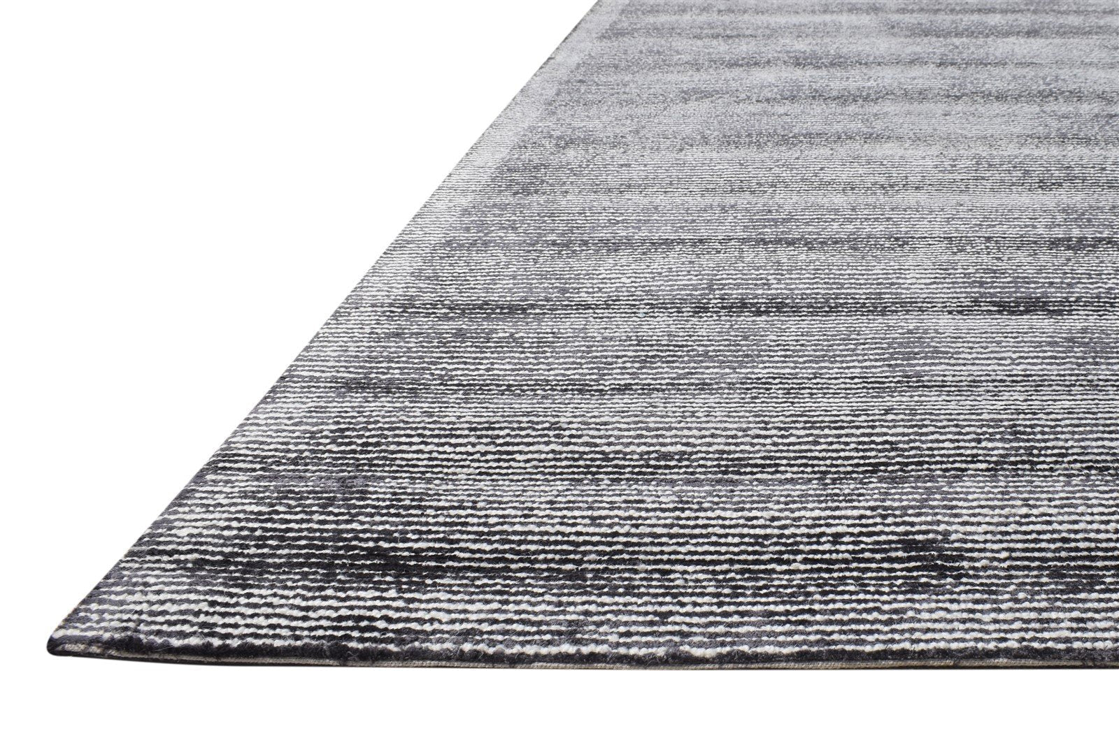 9X12 Rug Wool / Silk Black Modern Hand Tufted Scandinavian Striped Large Carpet 