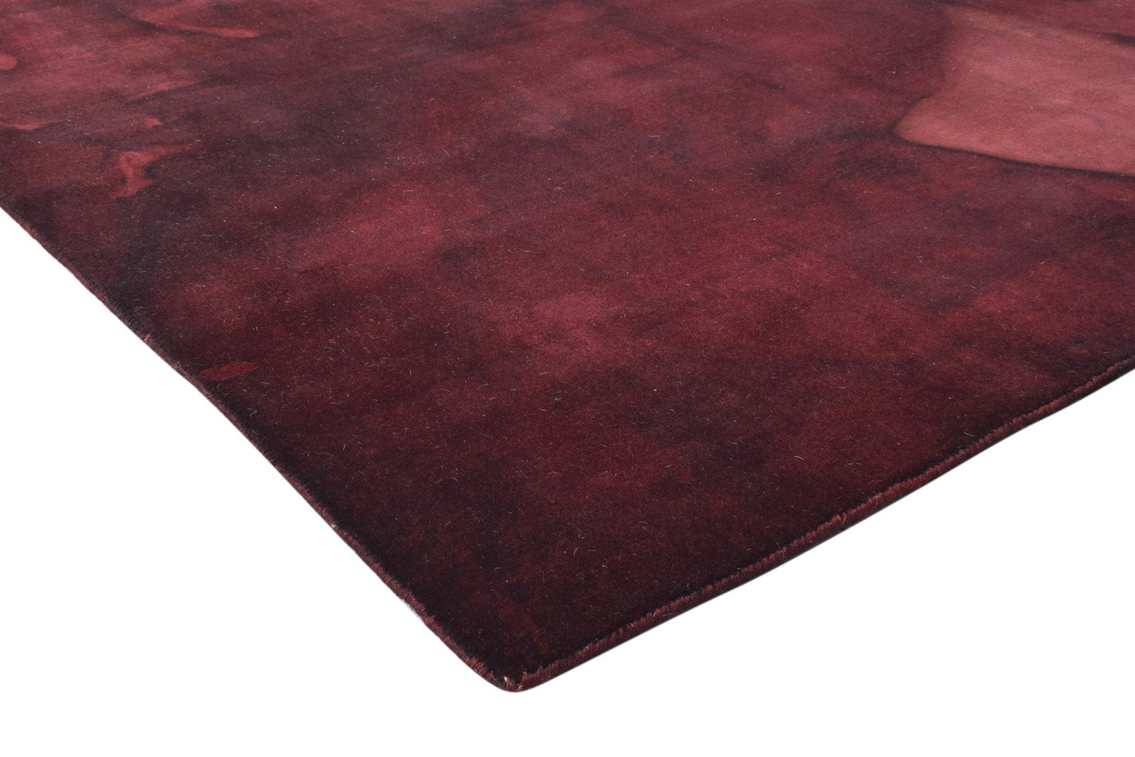 Wine Wool Rug 7' X 9' Modern Handloom Shibori Tie Dye Large Carpet 