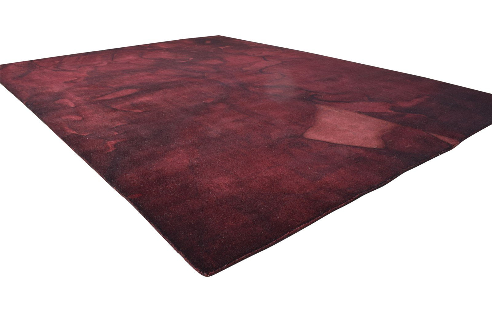 Wine Wool Rug 7' X 9' Modern Handloom Shibori Tie Dye Large Carpet 