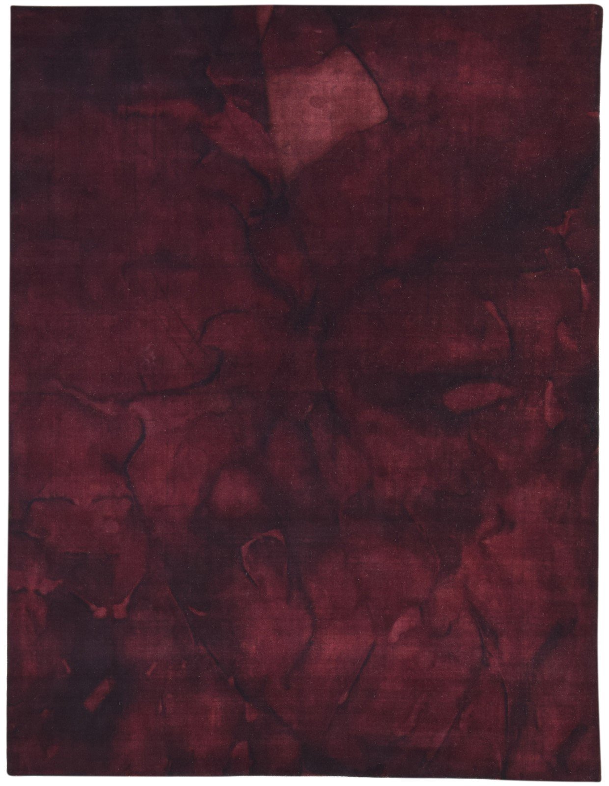 Wine Wool Rug 7' X 9' Modern Handloom Shibori Tie Dye Large Carpet 