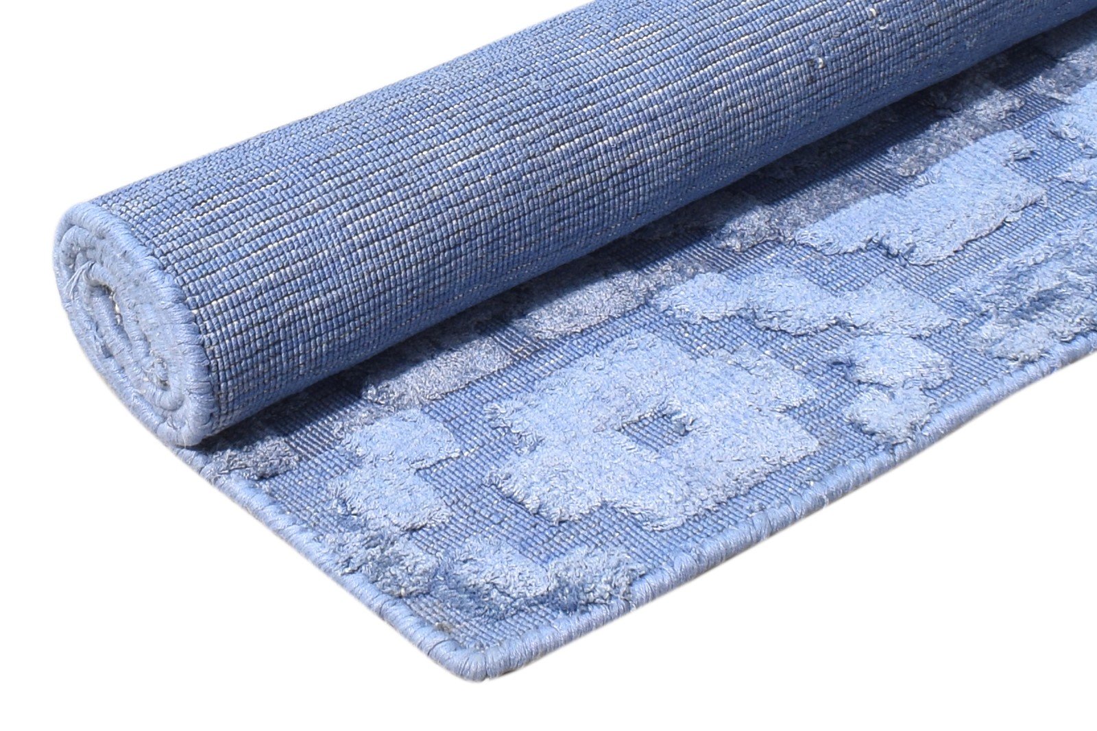 2' X 3' Rug Silk Blue Modern Handloom Scandinavian Nordic Small Carpet 