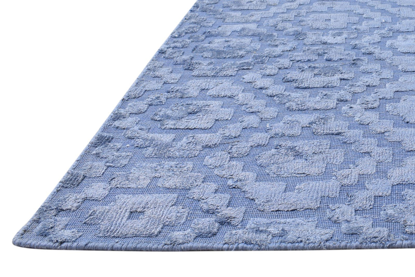 2' X 3' Rug Silk Blue Modern Handloom Scandinavian Nordic Small Carpet 