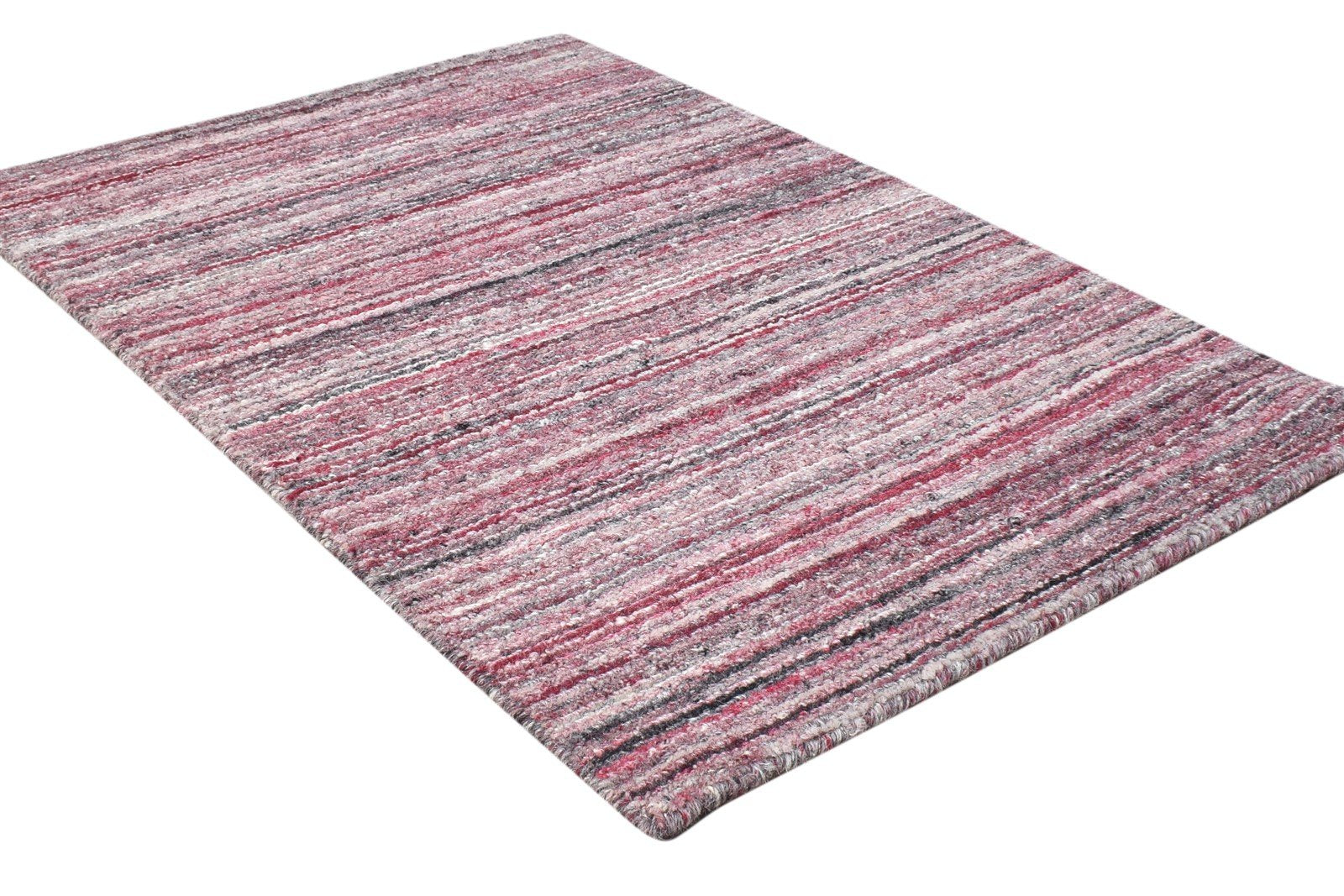 Wine Wool Rug 2' X 3' Modern Handloom Scandinavian Solid Small Carpet 