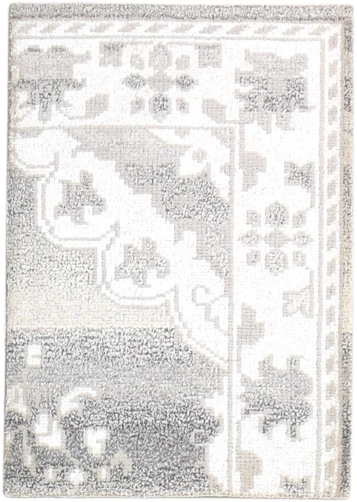 Wool Grey Rug 2' X 3' Persian Hand Knotted Heriz-Indian Oriental Small Carpet 