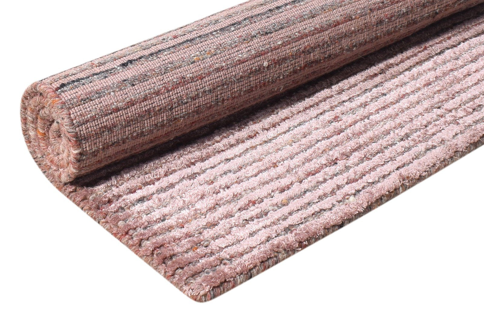 Handloom Wine Wool Rug 2' X 3' Modern Scandinavian Striped Small Carpet 