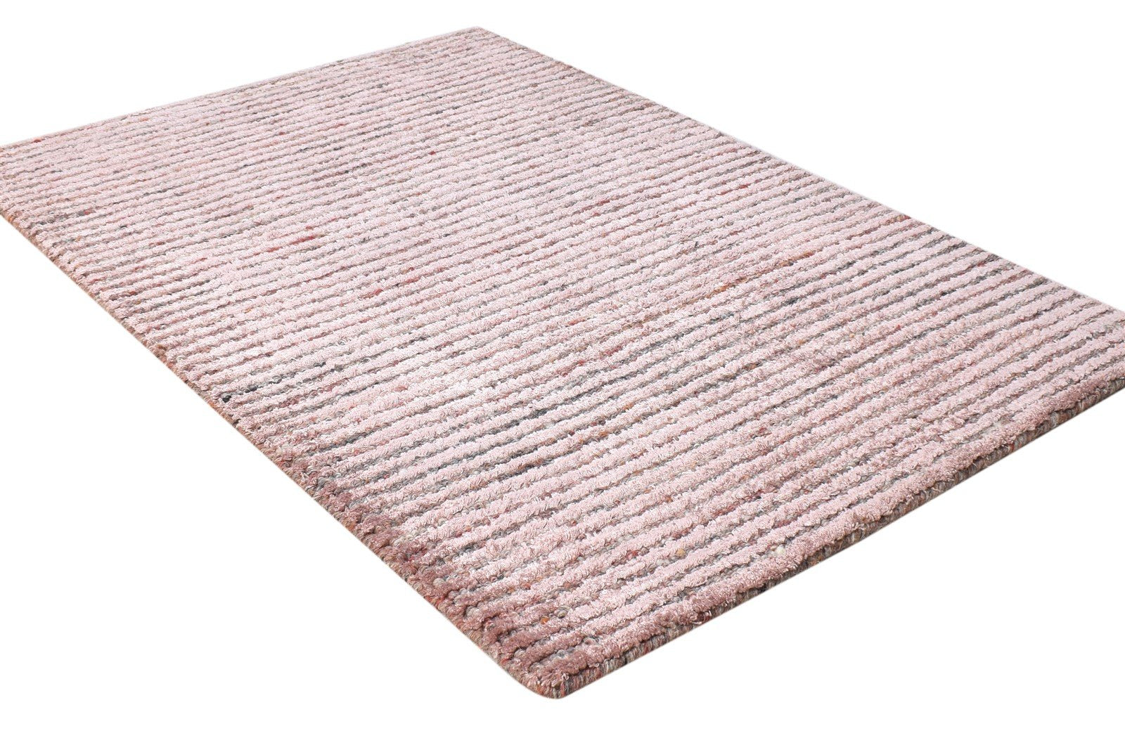 Handloom Wine Wool Rug 2' X 3' Modern Scandinavian Striped Small Carpet 