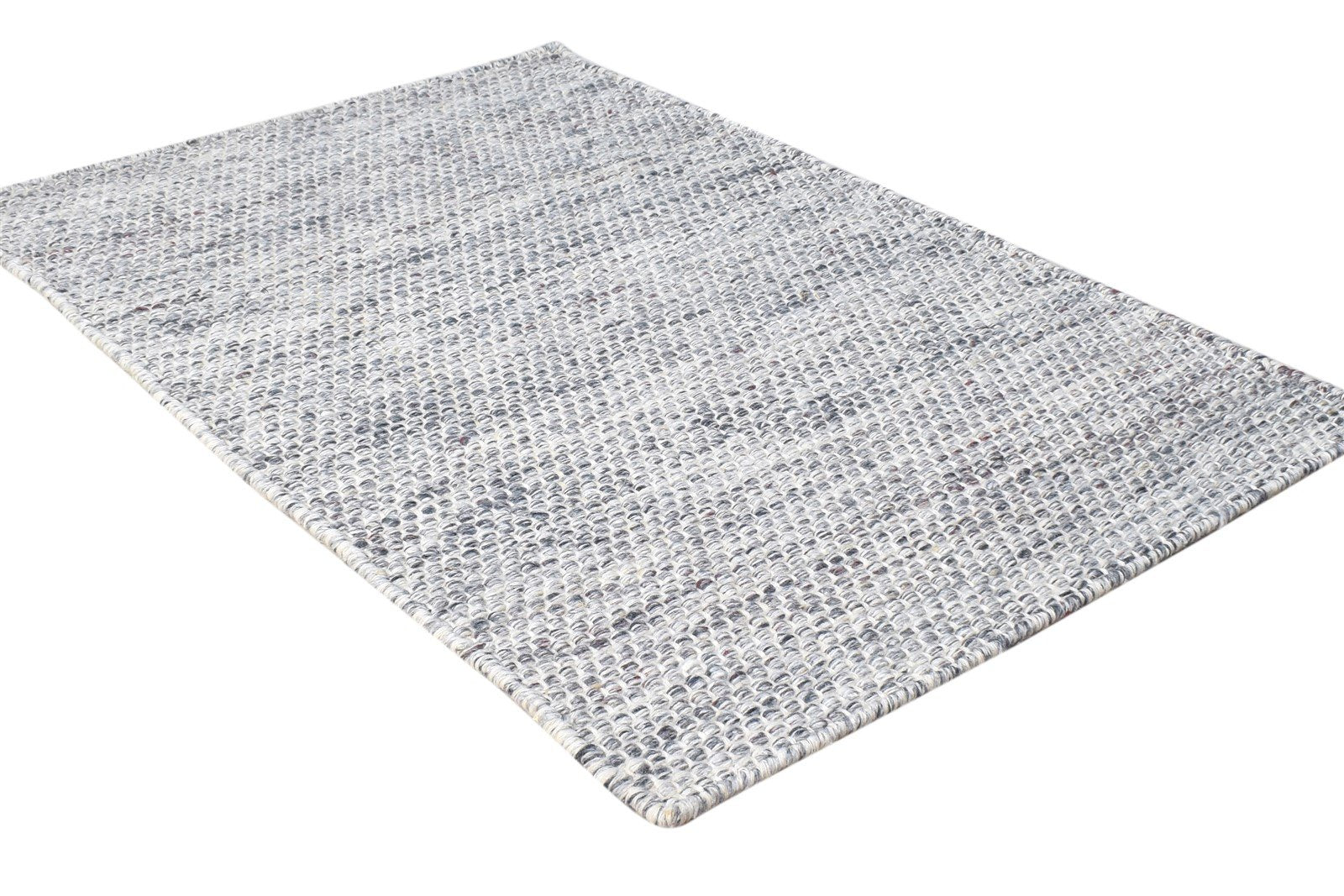 Grey Pet Yarn Rug 2' X 3' Modern Flatweave Scandinavian Solid Small Carpet 